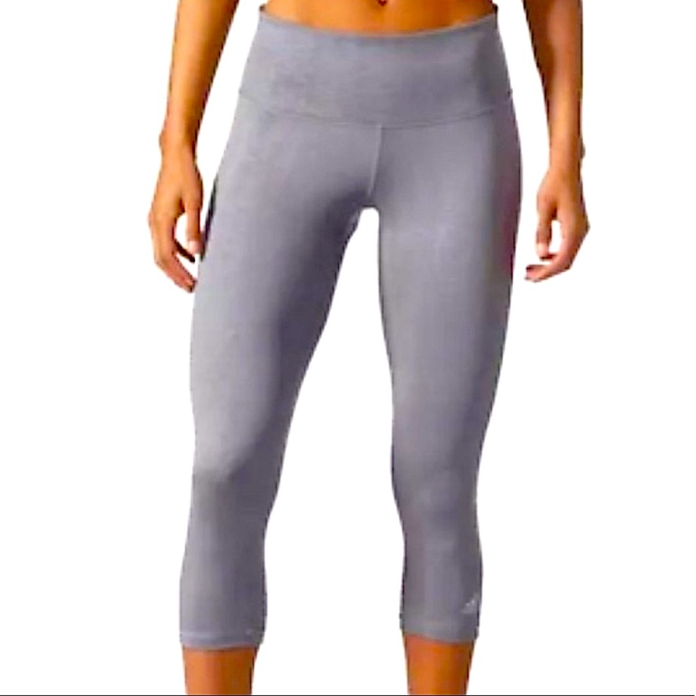 Adidas Leggings Climalite Fitness Pants Athletic Exercise Gray Mid Rise Capri MD